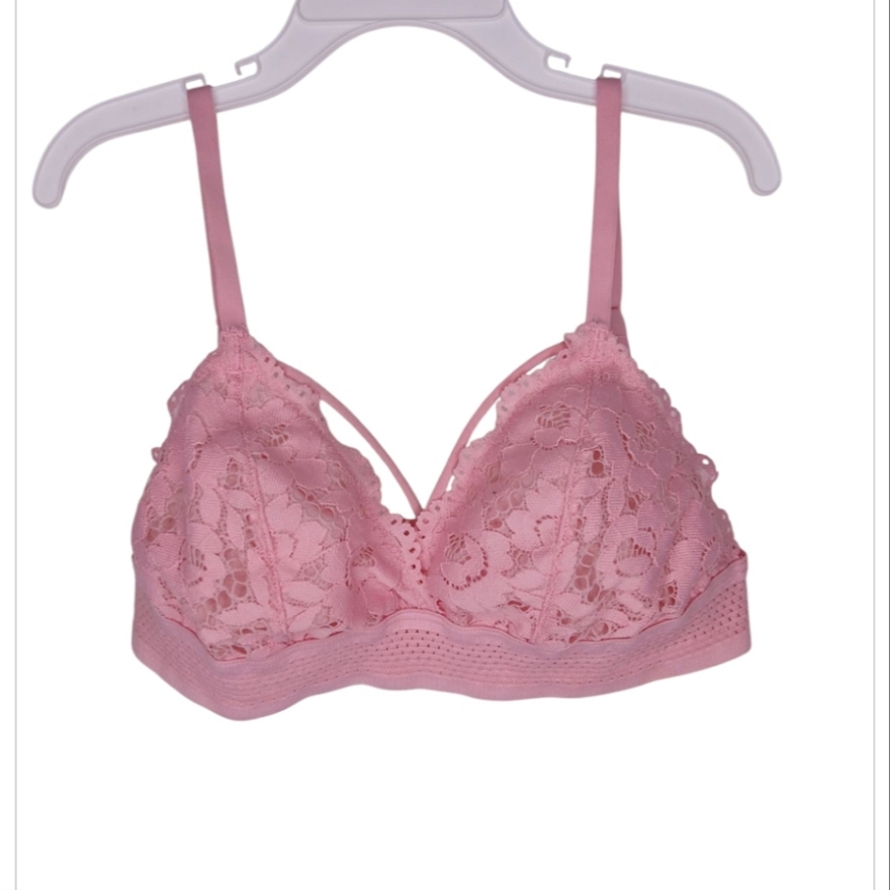Xhilararion Triangle Teens Lace Pink Bralette